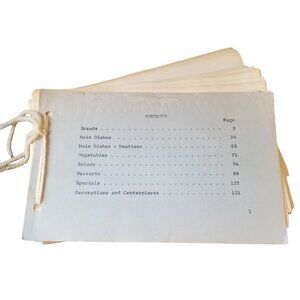 Vintage Cook Book Hand Typed Recipe Scrapbook Hand tied Binding 136 Pages Meals